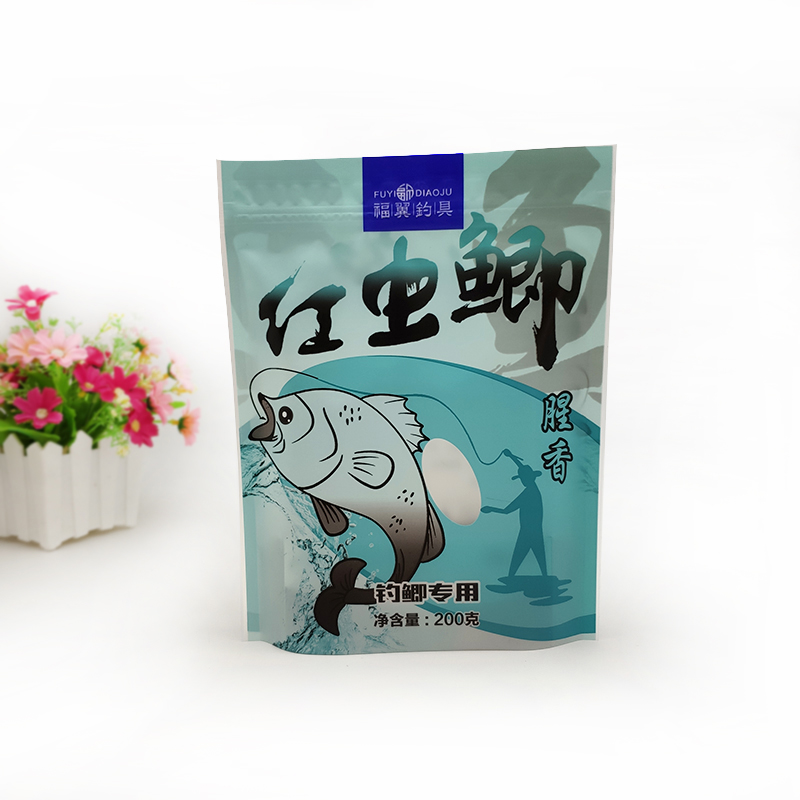 魚(yu)餌包裝袋餌料窩(wo)料防潮三邊封拉(lā)鏈袋鋁箔袋彩印(yìn)複合自立袋